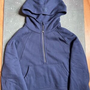 lululemon Oversized Blue Twill Half Zip Scuba